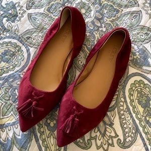 J. CREW suede tassel stretch flats